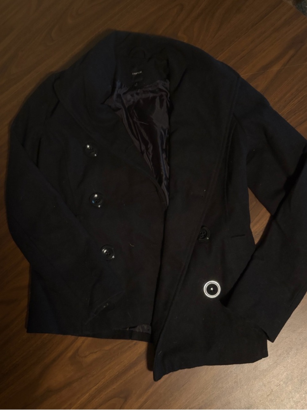 Women's Black Double-Breasted Peacoat - Classic Wool Blend